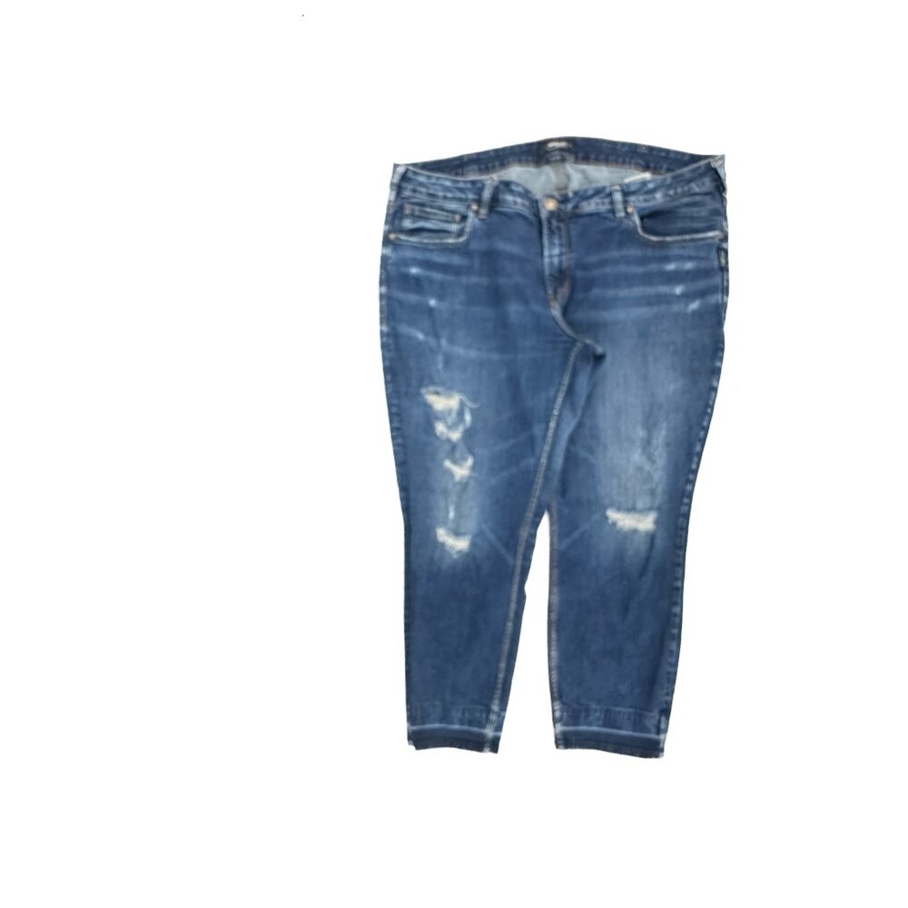 Silver Jeans Sam Crop‎ Distressed Women's sie 22 Dark Wash Blue Denim jeans